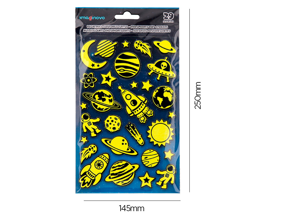 PEGATINAS IMAGINOVO LUMINOSAS PLANETAS CON RELIEVE 190X105 MM EN BLISTER