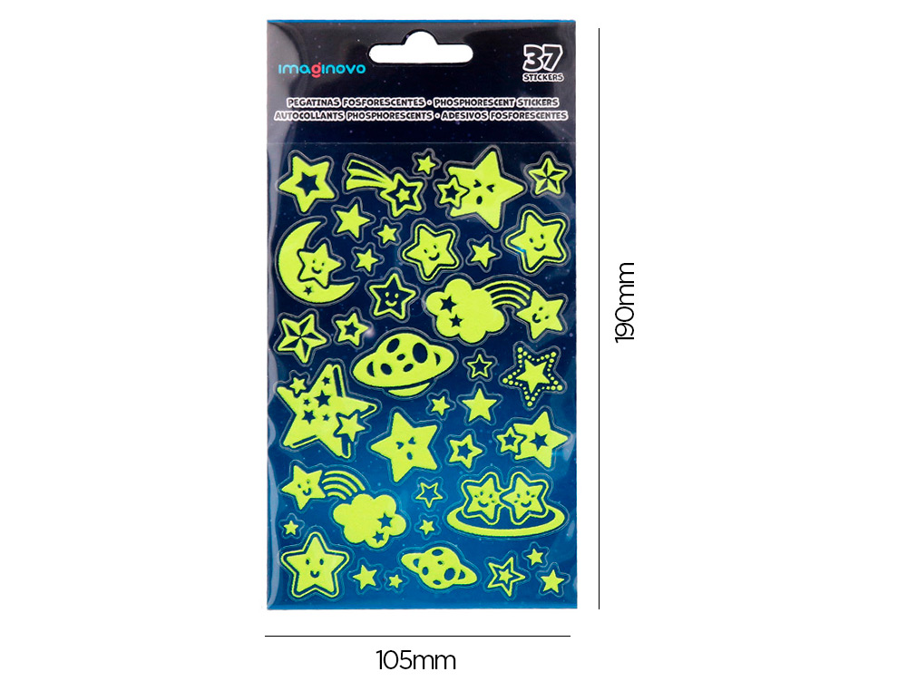 PEGATINAS IMAGINOVO LUMINOSAS ESTRELLAS CON RELIEVE 190X105 MM EN BLISTER