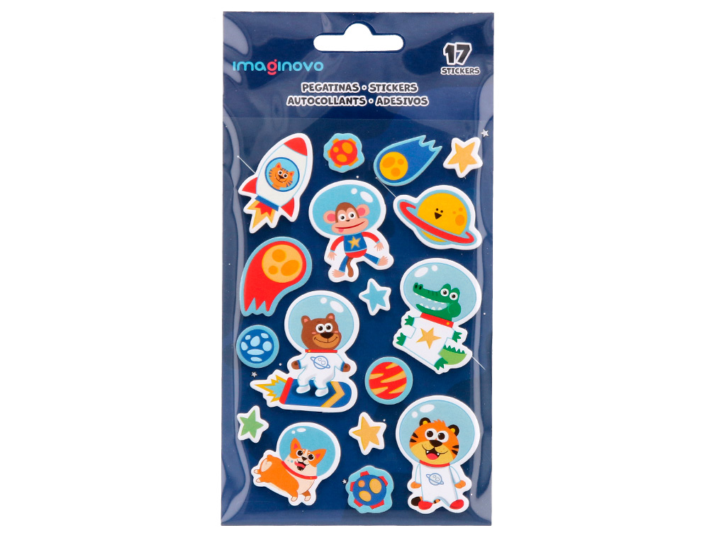 PEGATINAS IMAGINOVO LUMINOSAS ASTRONAUTAS CON RELIEVE 250X145 MM EN BLISTER