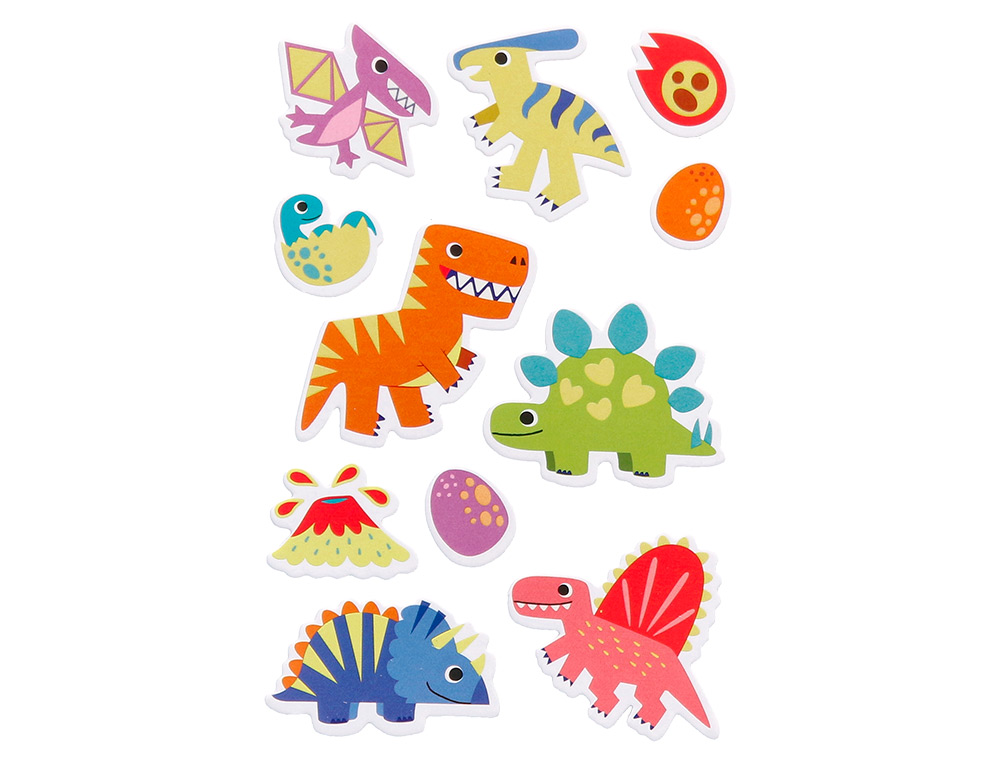 PEGATINAS IMAGINOVO LUMINOSAS DINOSAURIOS CON RELIEVE 190X105 MM EN BLISTER