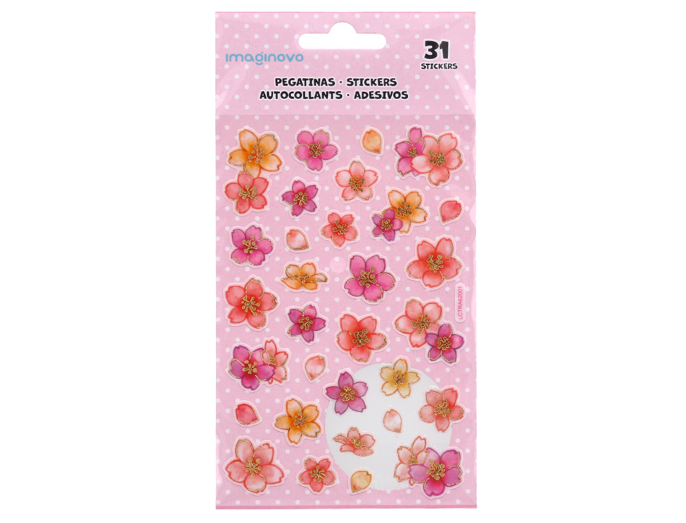 PEGATINAS IMAGINOVO FLORES ROSAS DE PAPEL 190X104 MM EN BLISTER