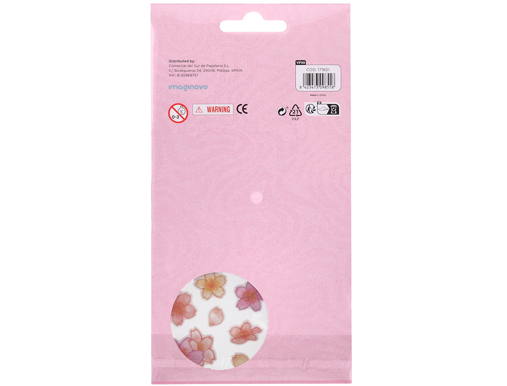 PEGATINAS IMAGINOVO FLORES ROSAS DE PAPEL 190X104 MM EN BLISTER