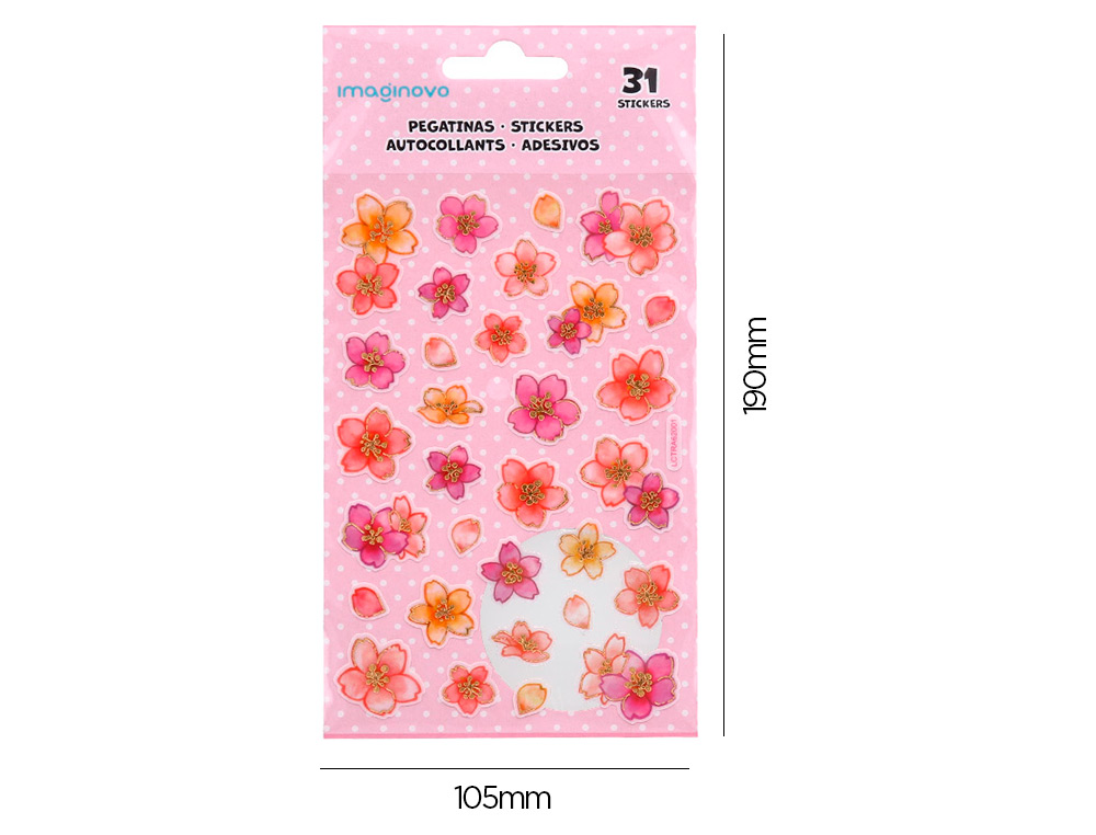 PEGATINAS IMAGINOVO FLORES ROSAS DE PAPEL 190X104 MM EN BLISTER