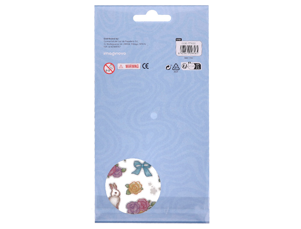PEGATINAS IMAGINOVO FLORES Y CONEJOS DE PAPEL 190X104 MM EN BLISTER