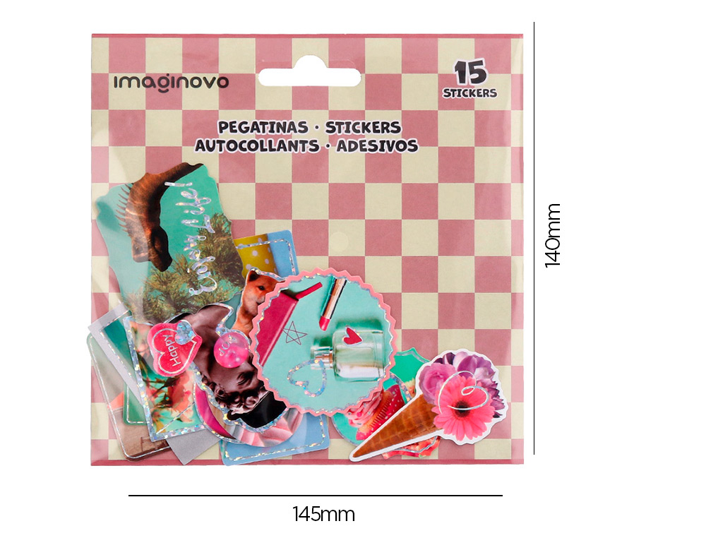 PEGATINAS IMAGINOVO GOOD VIBES DISEÑOS SURTIDOS PARA ORDENADOR 145X140 MM EN BLISTER