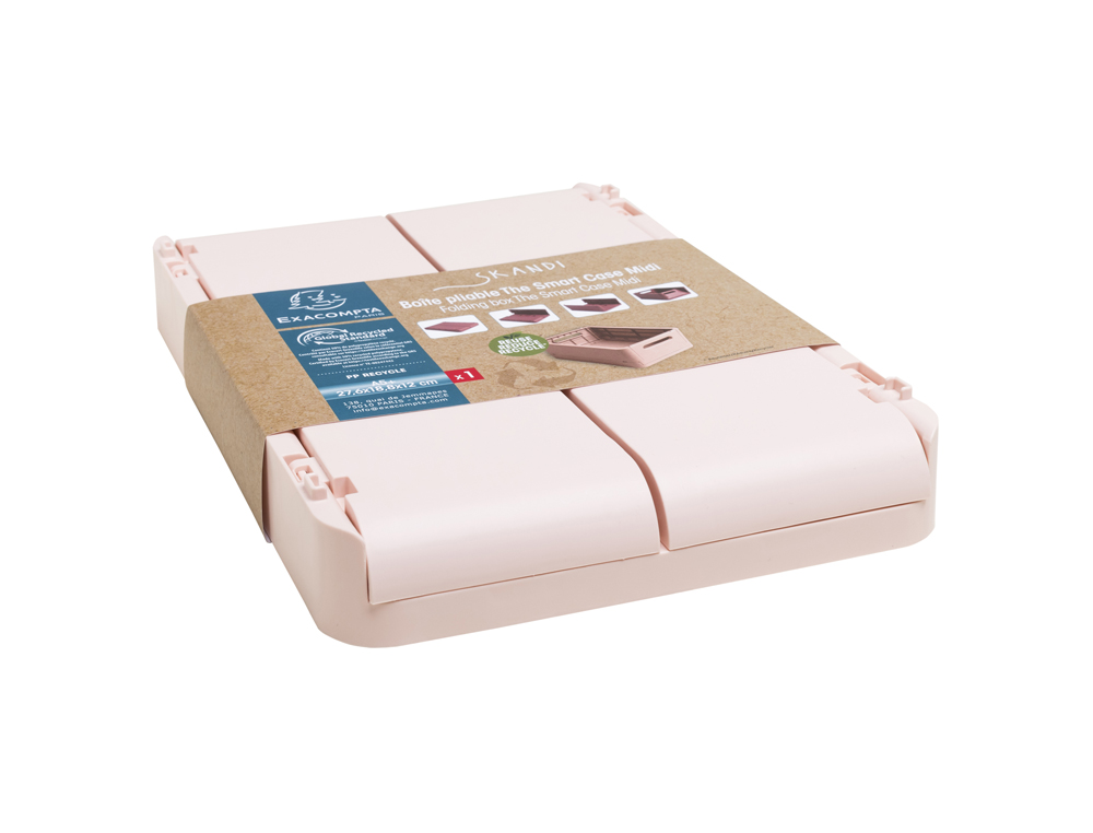 CAJA PLEGABLE EXACOMPTA MIDI SKANDI POLIPROPILENO RECICLADO COLOR NUDE 276X188X120 MM