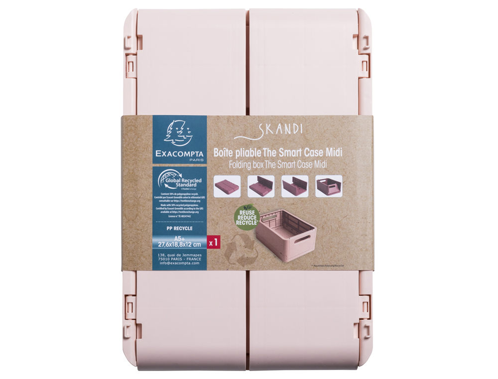 CAJA PLEGABLE EXACOMPTA MIDI SKANDI POLIPROPILENO RECICLADO COLOR NUDE 276X188X120 MM
