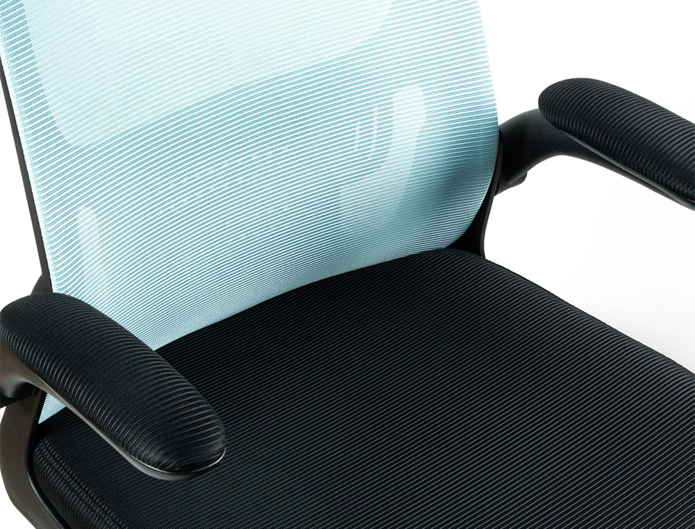SILLA Q-CONNECT OFICINA ALBA MALLA BASE METALICA ALT MAX 1110 ANC 610 PROF 580 RUEDAS PREMIUM COLOR NEGRO AZUL