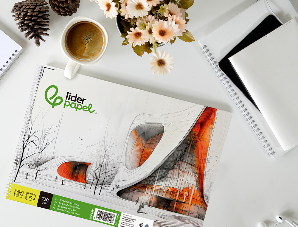 BLOC DIBUJO LIDERPAPEL LINEAL VANGUARDIA 230X325MM 20 HOJAS 130G/M2 CON RECUADRO PERFORADO