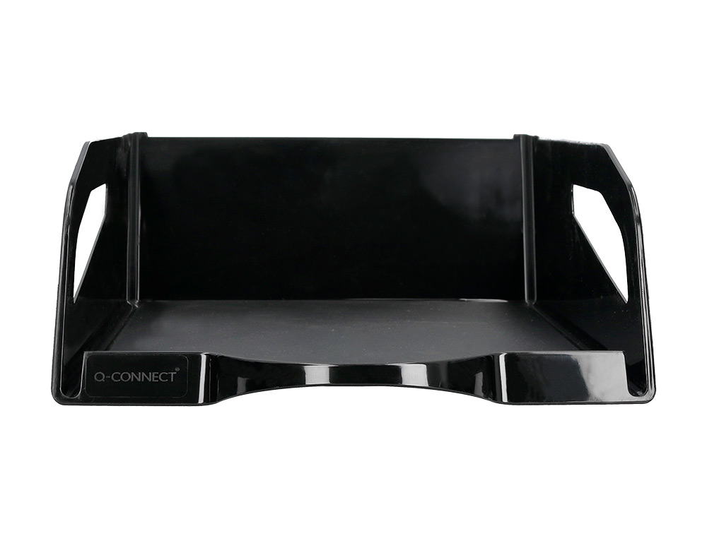 BANDEJA SOBREMESA PLASTICO Q-CONNECT GRAN CAPACIDAD CON ASA NEGRO OPACO 386X270X115MM
