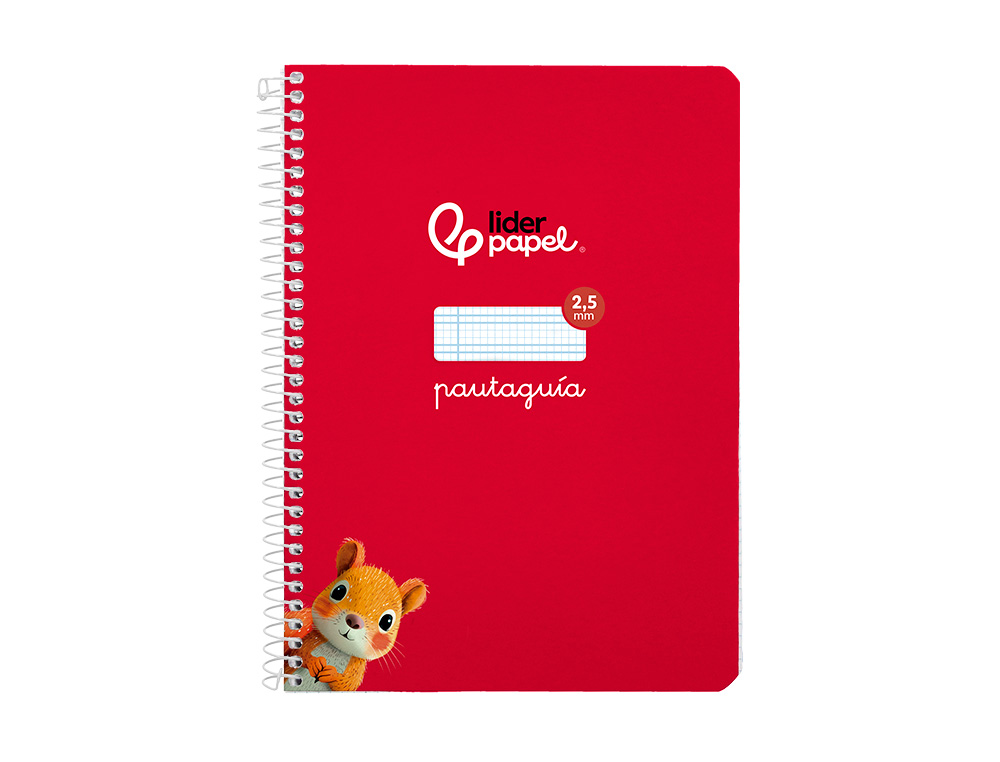 CUADERNO ESPIRAL LIDERPAPEL A5 PAUTAGUIA TAPA BLANDA 40H 75 GR CUADRO PAUTADO 2,5MM COLOR ROJO