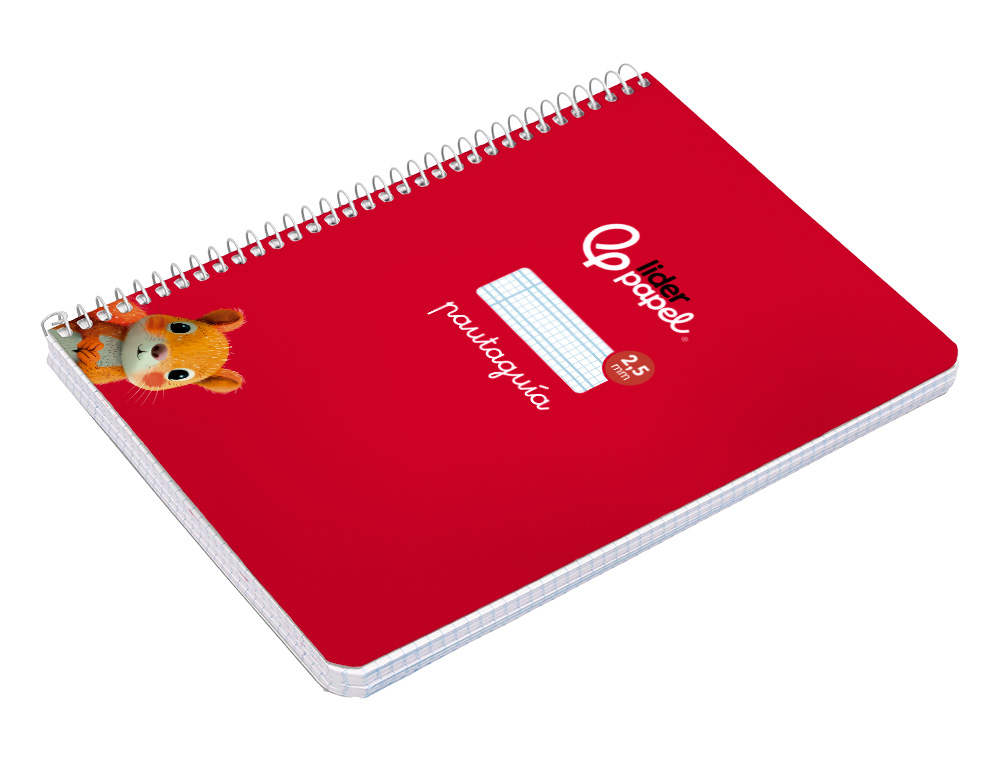 CUADERNO ESPIRAL LIDERPAPEL A5 PAUTAGUIA TAPA BLANDA 40H 75 GR CUADRO PAUTADO 2,5MM COLOR ROJO