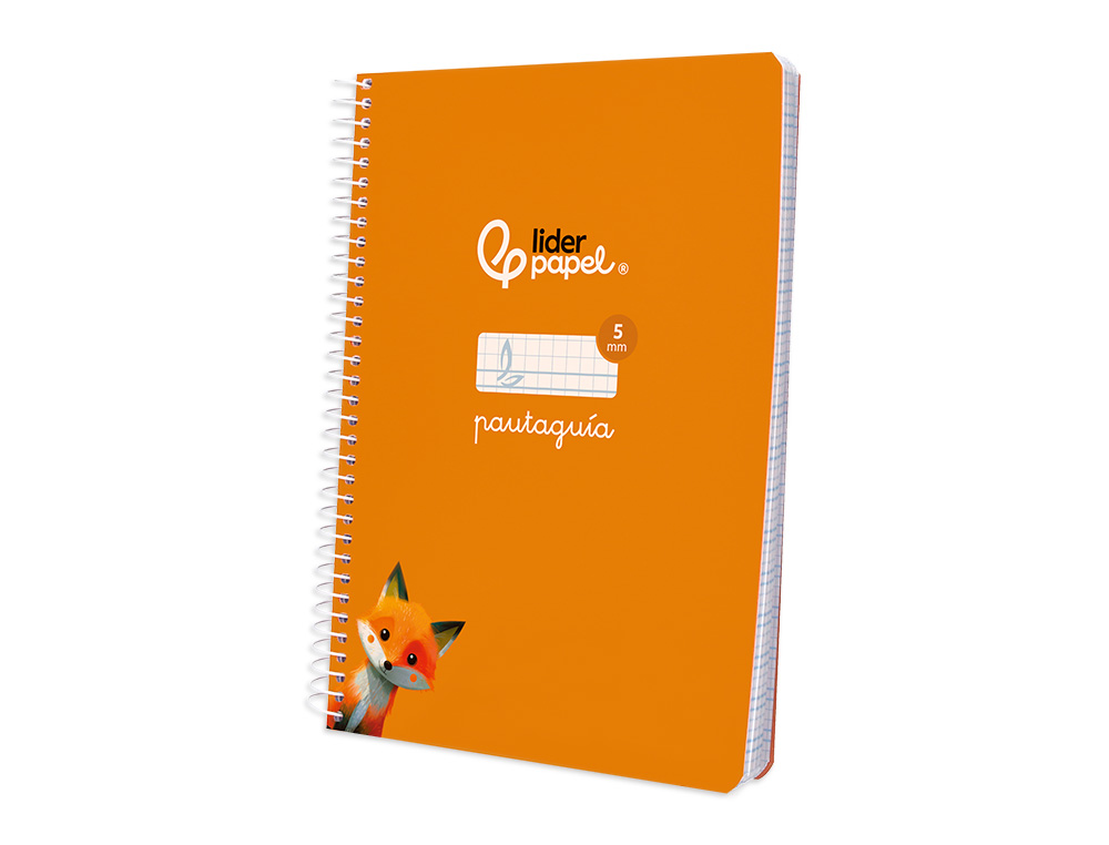 CUADERNO ESPIRAL LIDERPAPEL A5 PAUTAGUIA TAPA BLANDA 40H 75GR CUADRO PAUTADO 5MM COLOR NARANJA