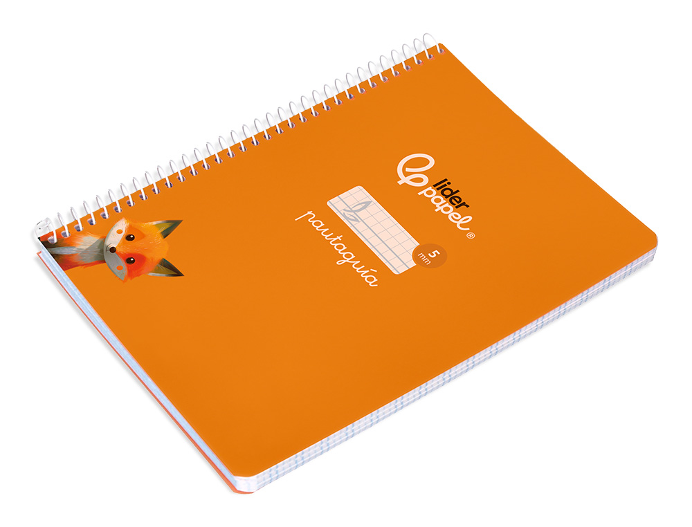 CUADERNO ESPIRAL LIDERPAPEL A5 PAUTAGUIA TAPA BLANDA 40H 75GR CUADRO PAUTADO 5MM COLOR NARANJA