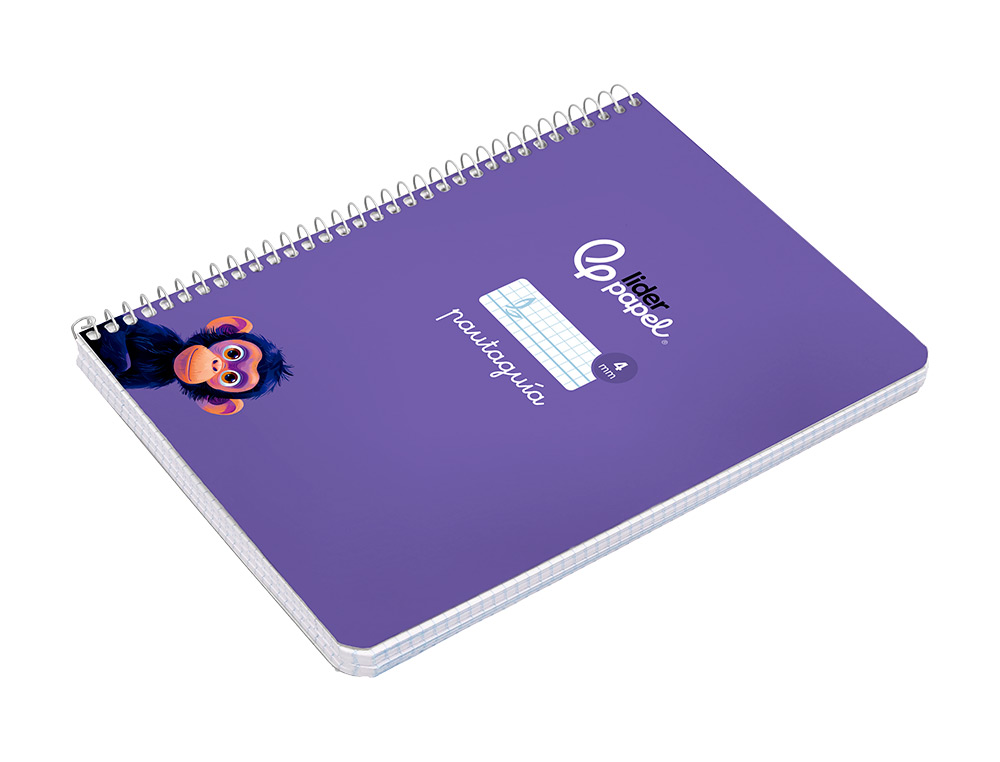 CUADERNO ESPIRAL LIDERPAPEL A5 PAUTAGUIA TAPA DURA 80H 90GR CUADRO PAUTADO 4MM COLOR LILA