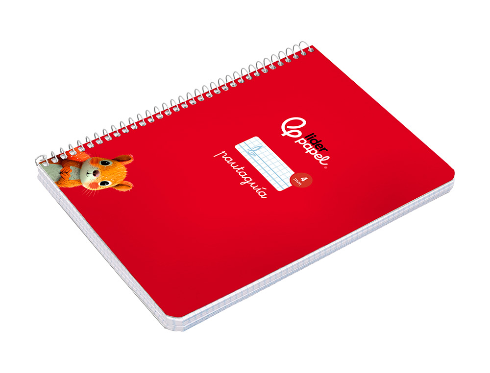 CUADERNO ESPIRAL LIDERPAPEL A5 PAUTAGUIA TAPA DURA 80H 90GR CUADRO PAUTADO 4MM COLOR ROJO