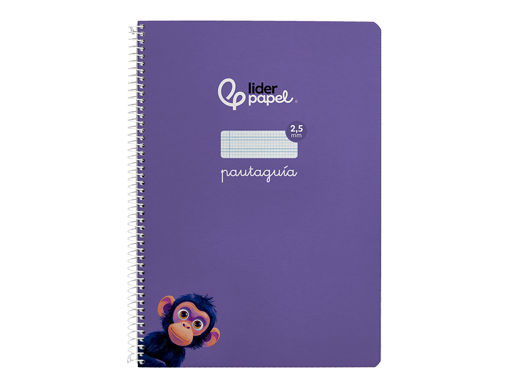 CUADERNO ESPIRAL LIDERPAPEL DIN A4 PAUTAGUIA TAPA DURA 80H 90 GR CUADRO PAUTADO 2,5MM COLOR LILA