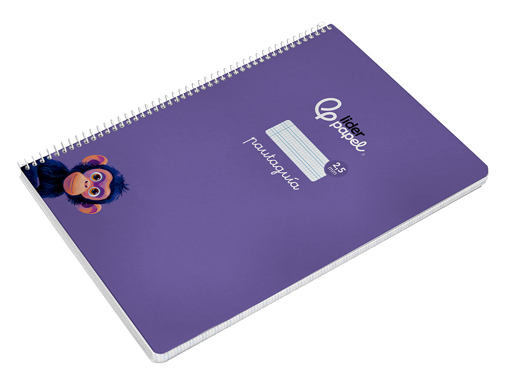CUADERNO ESPIRAL LIDERPAPEL DIN A4 PAUTAGUIA TAPA DURA 80H 90 GR CUADRO PAUTADO 2,5MM COLOR LILA