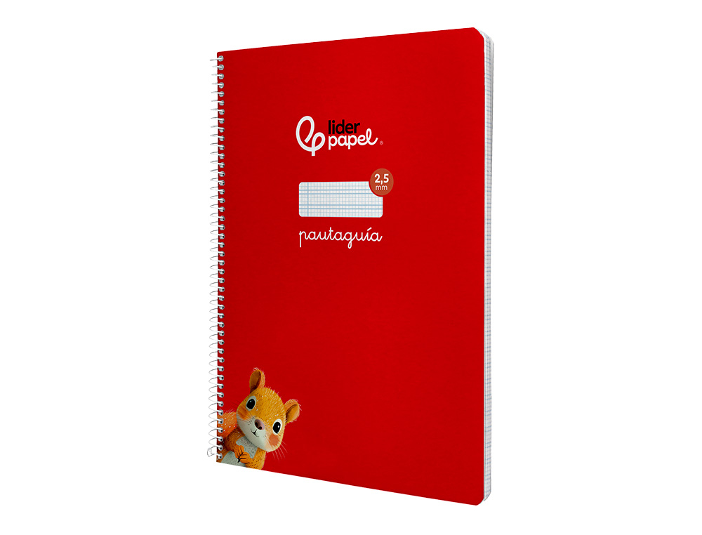 CUADERNO ESPIRAL LIDERPAPEL DIN A4 PAUTAGUIA TAPA DURA 80H 90 GR CUADRO PAUTADO 2,5MM COLOR ROJO