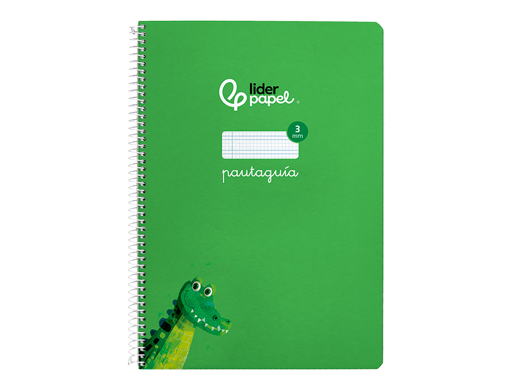 CUADERNO ESPIRAL LIDERPAPEL DIN A4 PAUTAGUIA TAPA DURA 80H 90 GR CUADRO PAUTADO 3MM COLOR VERDE