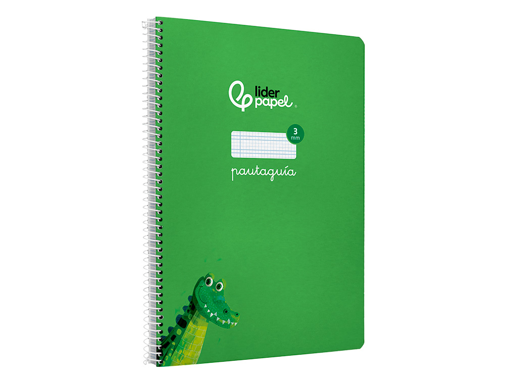 CUADERNO ESPIRAL LIDERPAPEL DIN A4 PAUTAGUIA TAPA DURA 80H 90 GR CUADRO PAUTADO 3MM COLOR VERDE