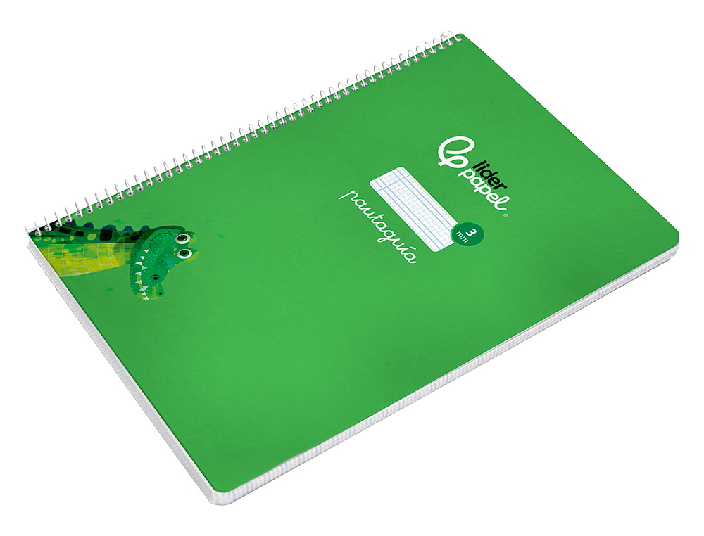 CUADERNO ESPIRAL LIDERPAPEL DIN A4 PAUTAGUIA TAPA DURA 80H 90 GR CUADRO PAUTADO 3MM COLOR VERDE