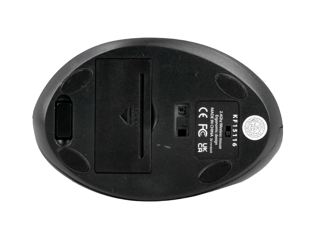 RATON Q-CONNECT OPTICO INALAMBRICO ERGONOMICO VERTICAL DPI 800/1200/1600 PILA AA NEGRO