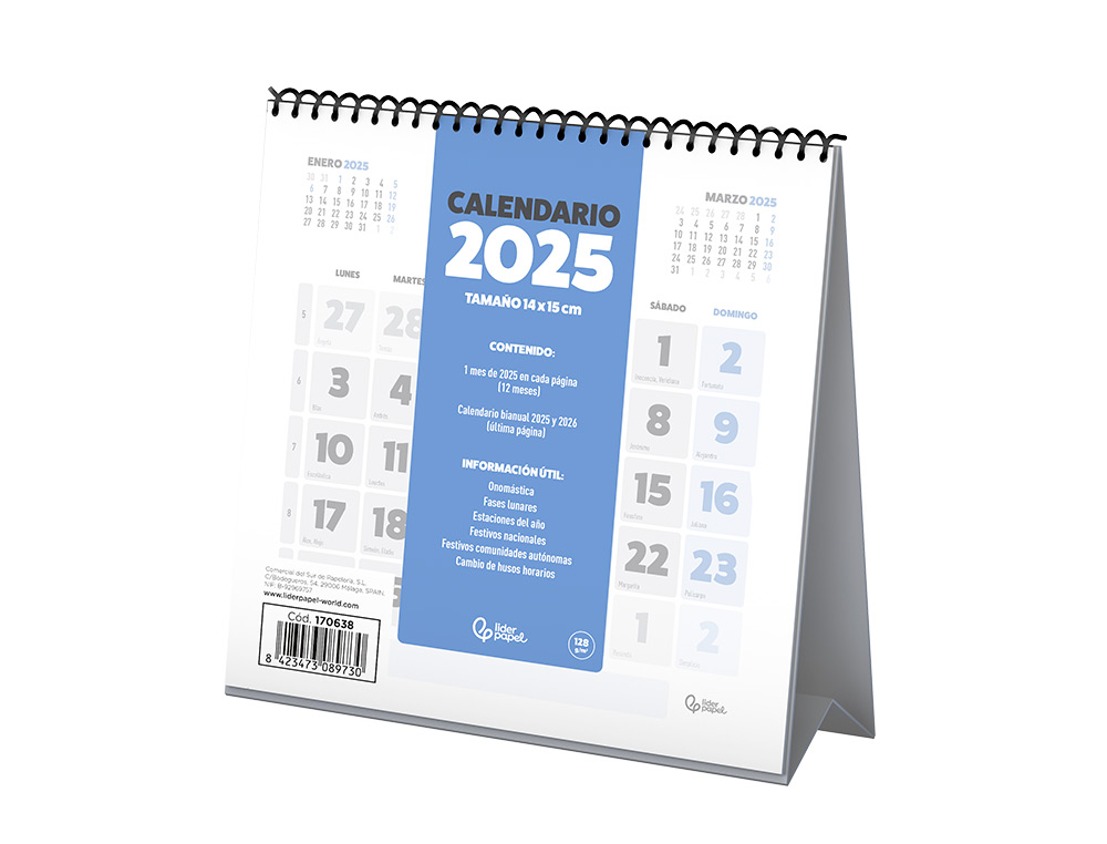 CALENDARIOS LIDERPAPEL 2025 EXPOSITOR PODIO DE 120 UNIDADES DISEÑOS SURTIDOS LOTE