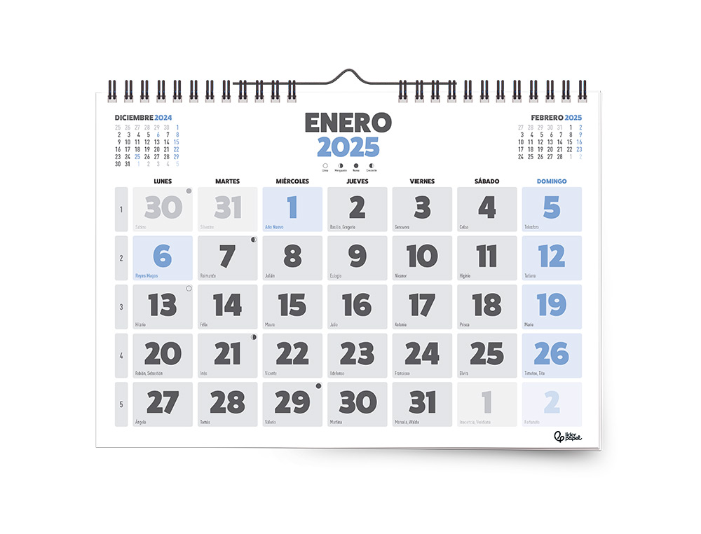 CALENDARIOS LIDERPAPEL 2025 EXPOSITOR PODIO DE 120 UNIDADES DISEÑOS SURTIDOS LOTE
