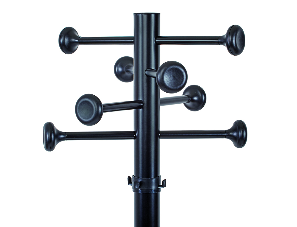 PERCHERO METALICO MAUL GRANDO 8 COLGADORES Y PARAGUERO COLOR NEGRO 375X1750X365 MM
