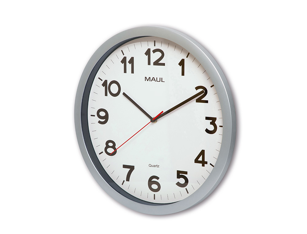 RELOJ MAUL STEP DE PARED REDONDO 40 CM DIAMETRO ELECTRICO COLOR PLATA
