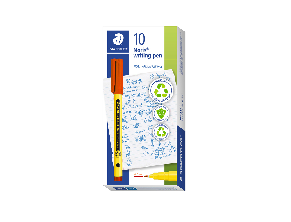 ROTULADOR STAEDTLER NORIS WRITING PEN 307 TINTA BASE DE AGUA PUNTA FINA TRAZO 0,6 MM ROJO