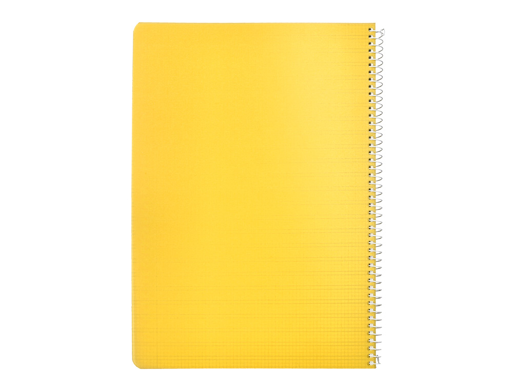 CUADERNO ESPIRAL LIDERPAPEL A4 PAUTAGUIA TAPA PLASTICO 80H 90GR CUADRO PAUTADO 3MM CON MARGEN COLOR AMARILLO
