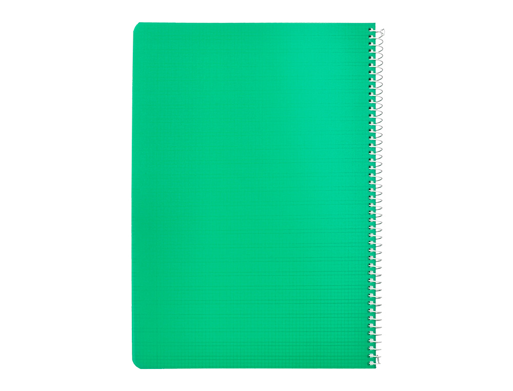 CUADERNO ESPIRAL LIDERPAPEL A4 PAUTAGUIA TAPA PLASTICO 80H 90GR CUADRO PAUTADO 3MM CON MARGEN COLOR VERDE