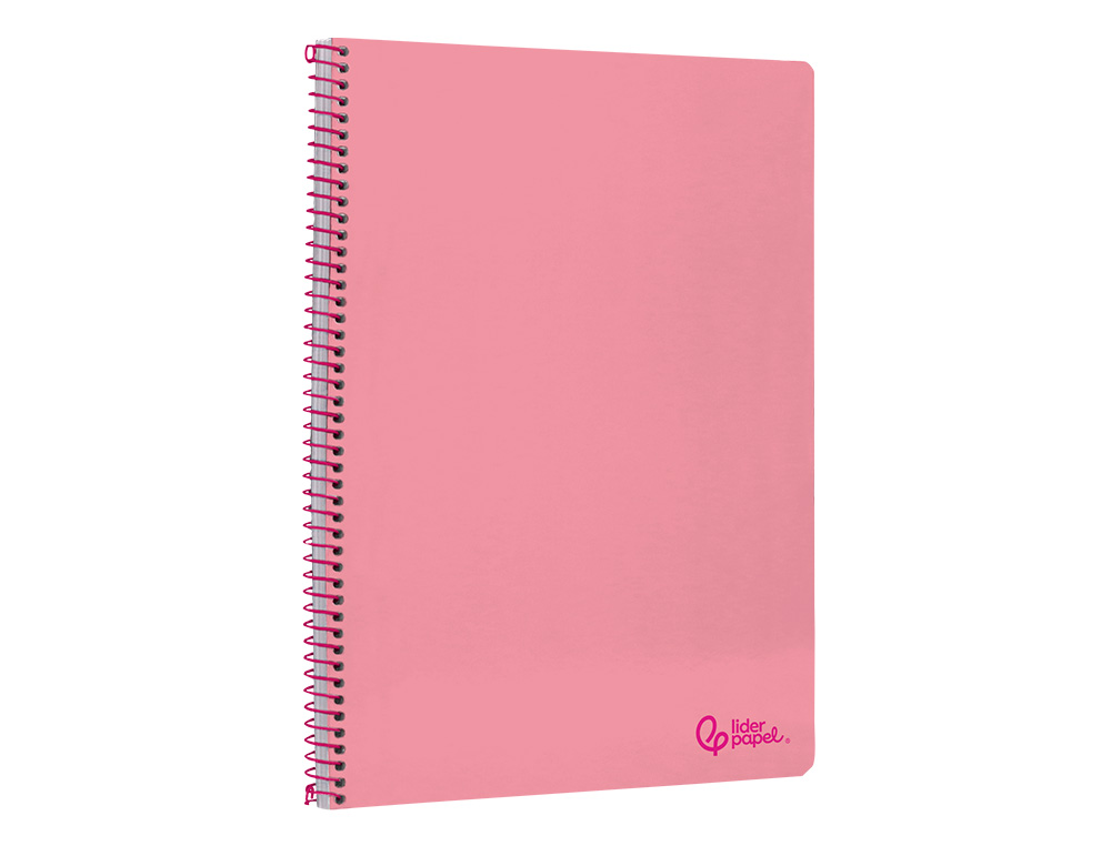 CUADERNO ESPIRAL LIDERPAPEL A4 SMART TAPA BLANDA 80H 75GR CUADRO 4MM CON MARGEN COLOR ROSA