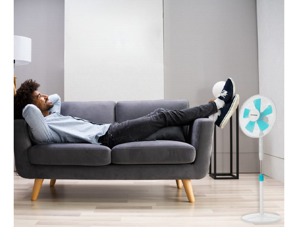 VENTILADOR BLAUPUNKT PIE BASE REDONDA 5 ASPAS 3 VELOCIDADES ALTURA REGULABLE CON MANDO DISTANCIA+TEMPORIZADOR 45W