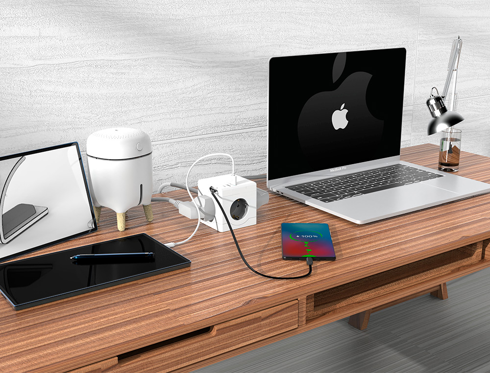 REGLETA Q-CONNECT DE CUBO ENCHUFE MULTIPLE POWER CUBE 6 EN 1 DIRECTO PARED 3 TOMAS DE CORRIENTE+2 USB+1 USB C