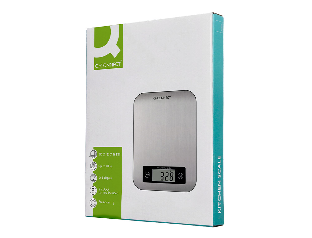 BASCULA PRECISION Q-CONNECT DIGITAL CON PANTALLA LCD PRECISION 1 GR CAPACIDAD DE 5 GR A 10 KG 215X165X16MM