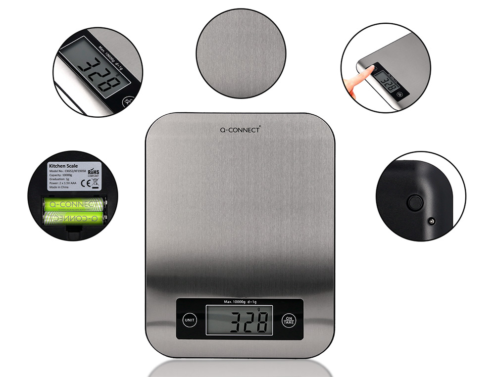 BASCULA PRECISION Q-CONNECT DIGITAL CON PANTALLA LCD PRECISION 1 GR CAPACIDAD DE 5 GR A 10 KG 215X165X16MM