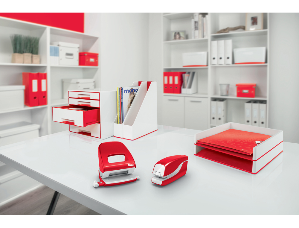 GRAPADORA PETRUS ELECTRICA E-310 CONTACTLESS ROJO METALIZADO CAPACIDAD 12 HOJAS USA GRAPAS Nº 10