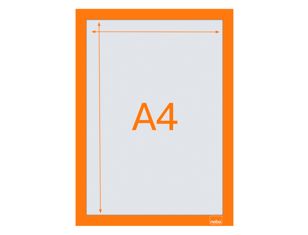 MARCO PORTA ANUNCIOS NOBO DIN A4 MARCO MAGNETICO AUTOADHESIVO COLOR NARANJA PACK DE 2 UNIDADES
