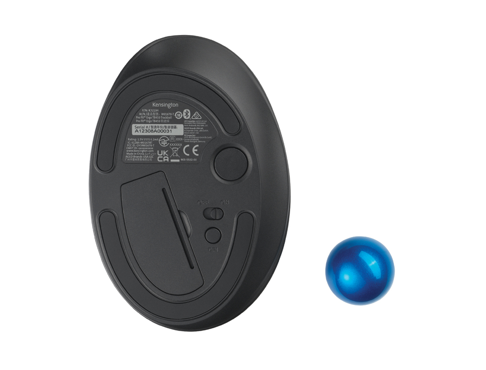 RATON KENSINGTON OPTICO TRACKBALL TB450 PRO FIT ERGO 1600 DPI INALAMBRICO COLOR NEGRO/AZUL