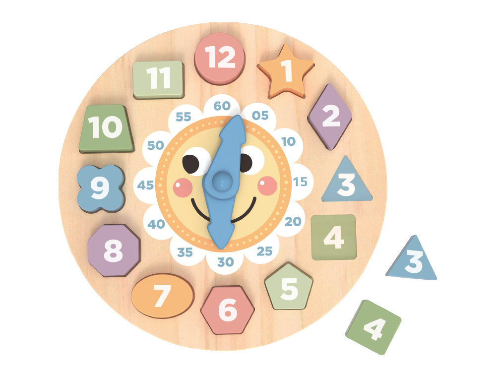 JUEGO INFANTIL IMAGINOVO MADERA RELOJ +3 AÑOS 13 PIEZAS 29X29X3,5CM