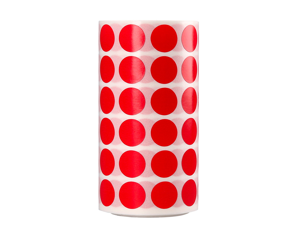 GOMETS LIDERPAPEL AUTOADHESIVO CIRCULOS 15 MM ROJO ROLLO DE 2500 UNIDADES EN CAJA DE CARTON