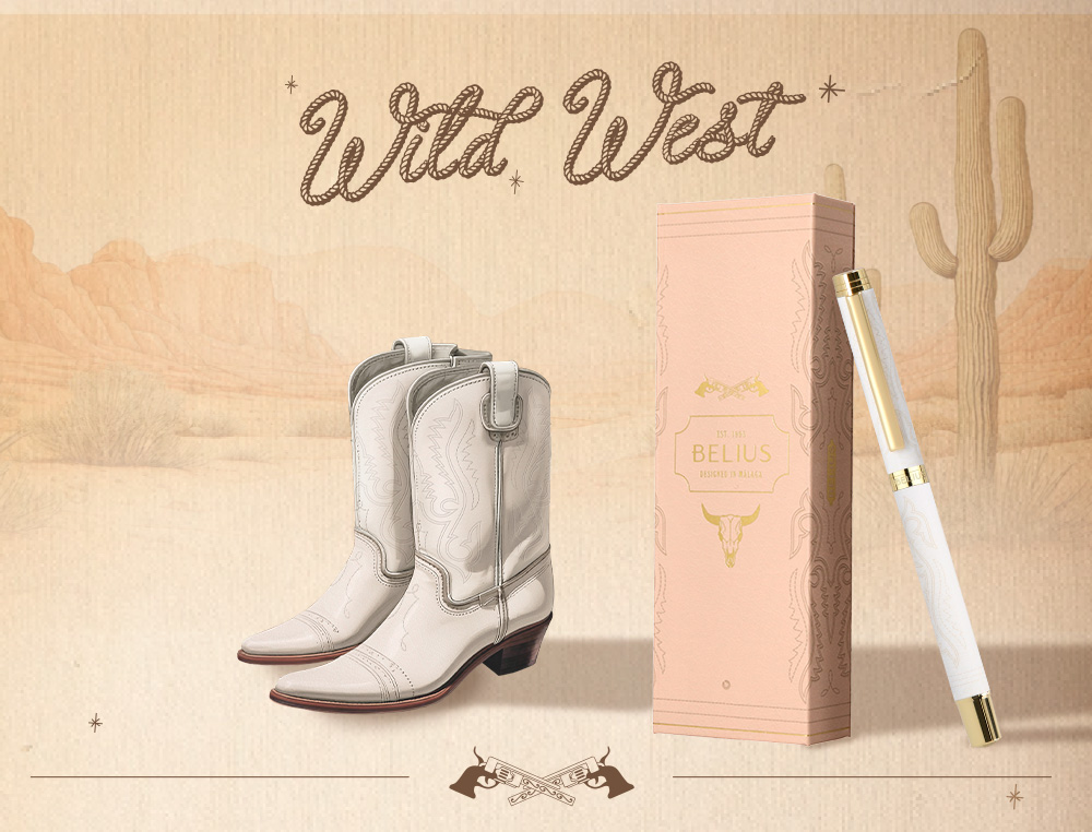 ROLLER BELIUS WILD WEST ALUMINIO COLOR CREMA DORADO TINTA COLOR NEGRO CAJA DE DISEO