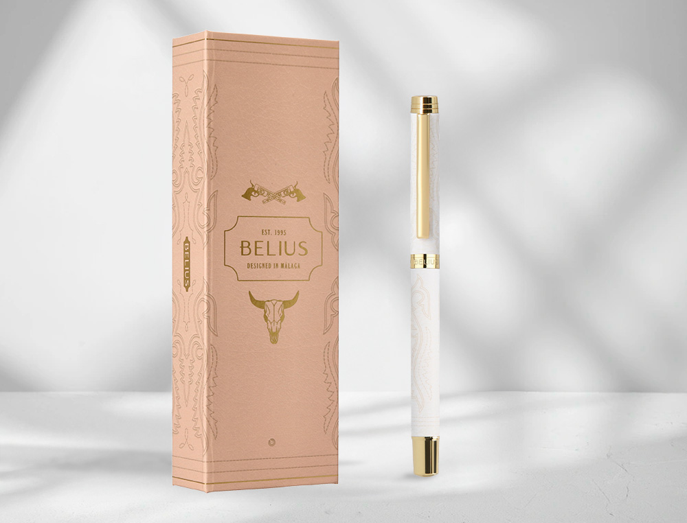 ROLLER BELIUS WILD WEST ALUMINIO COLOR CREMA DORADO TINTA COLOR NEGRO CAJA DE DISEO