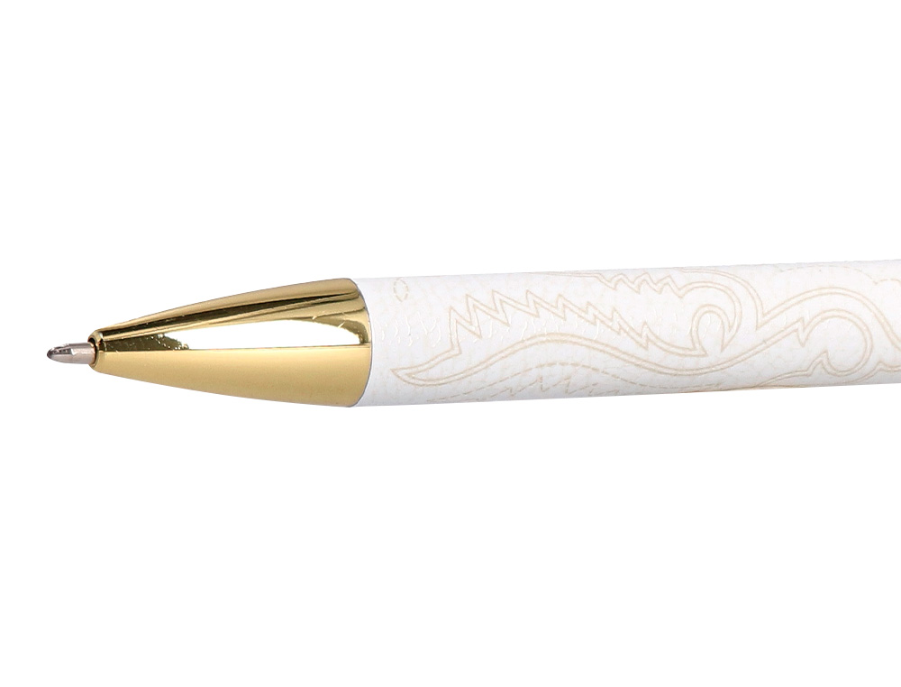 BOLIGRAFO BELIUS WILD WEST ALUMINIO COLOR CREMA DORADO TINTA COLOR AZUL CAJA DE DISEÑO