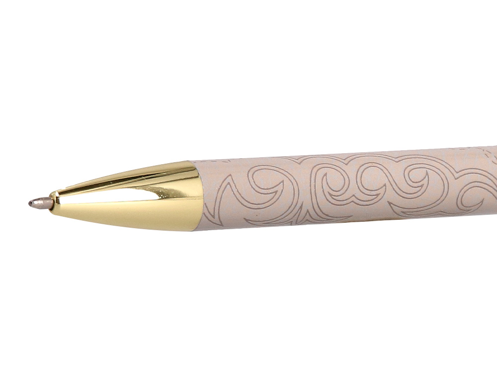 BOLIGRAFO BELIUS WILD WEST ALUMINIO COLOR BEIGE DORADO TINTA COLOR AZUL CAJA DE DISEÑO