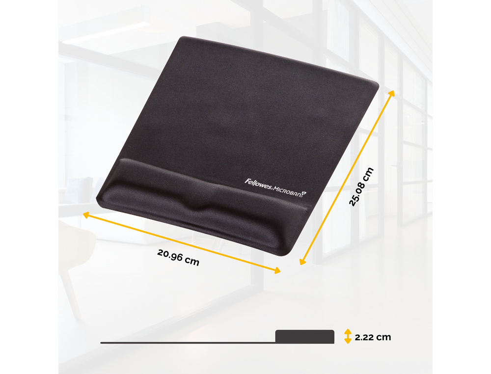 ALFOMBRILLA PARA RATON FELLOWES CANAL HEALTH-V NEGRA CON REPOSAMUÑECAS DE GEL 222X209,6X251 MM