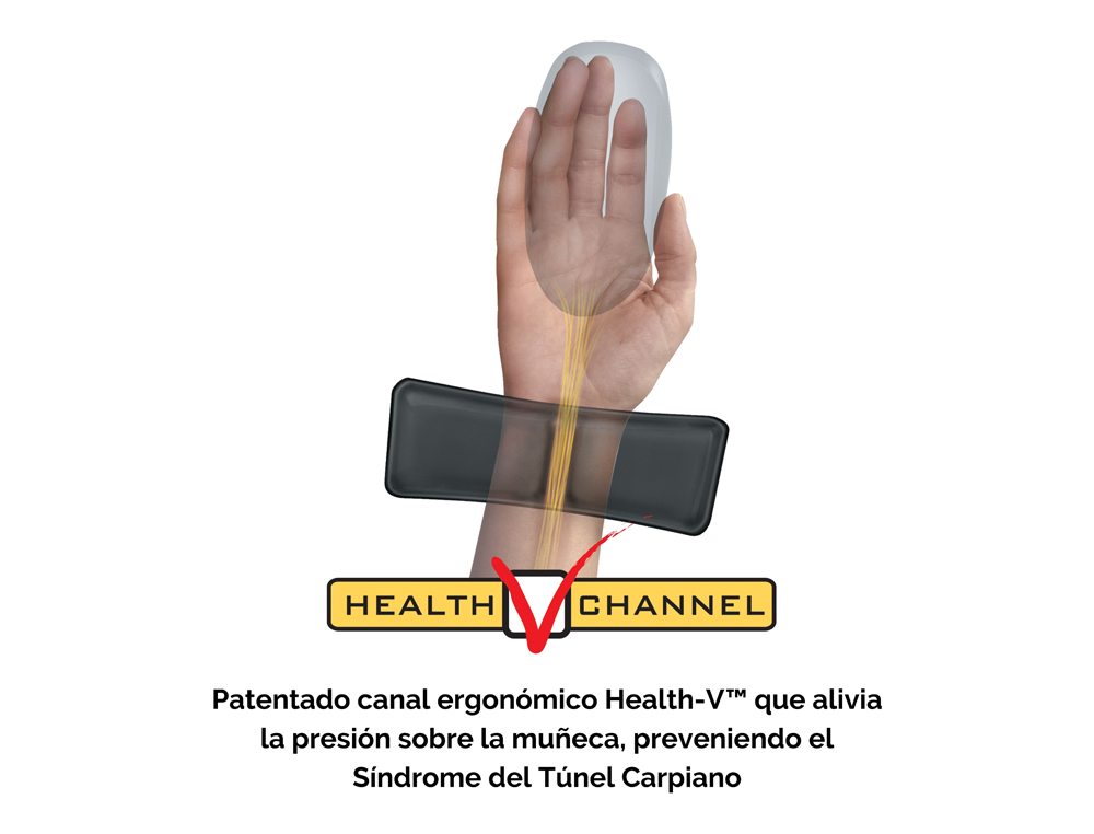 ALFOMBRILLA PARA RATON FELLOWES CANAL HEALTH-V NEGRA CON REPOSAMUÑECAS DE GEL 222X209,6X251 MM